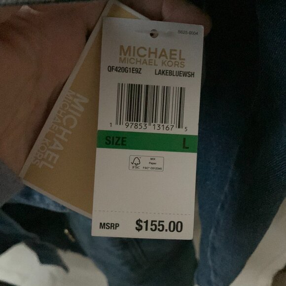 MICHAEL KORS Denim Belted Trench Coat in Lake Blue Wash SZ LARGE - Picture 8 of 8